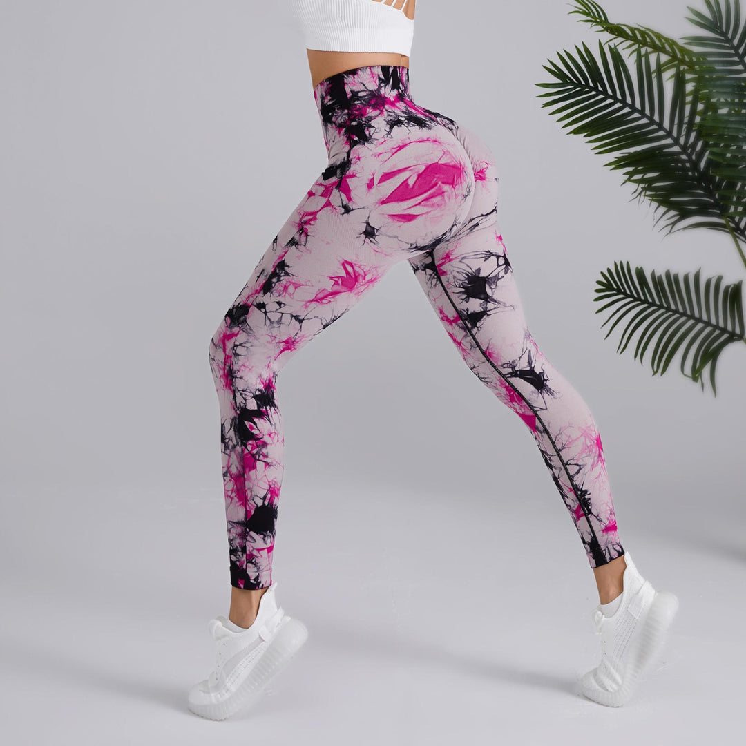 Tie-dye Printed Yoga Pants Fashion Seamless High-waisted Hip-lifting Trousers Sports Running Fitness Pants For Womens Clothing-THAT FASHION STORE