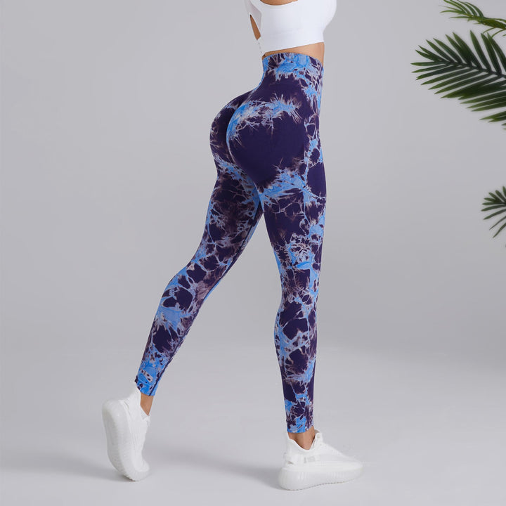 Tie-dye Printed Yoga Pants Fashion Seamless High-waisted Hip-lifting Trousers Sports Running Fitness Pants For Womens Clothing-THAT FASHION STORE