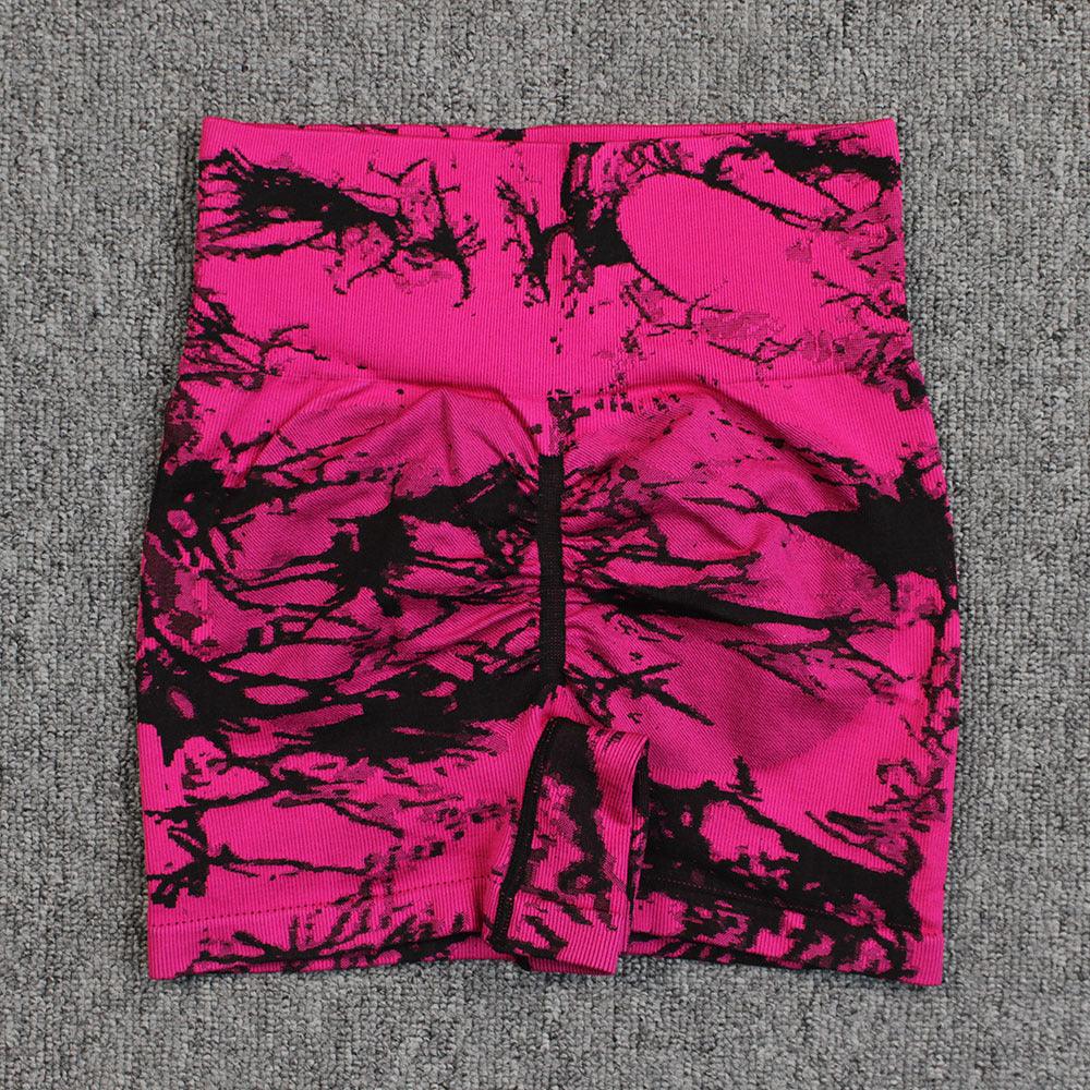 Tie-dye Printed Yoga Pants Summer Quick-drying Fitness Shorts Sexy High-waisted Hip-lifting Leggings Women Pants-THAT FASHION STORE