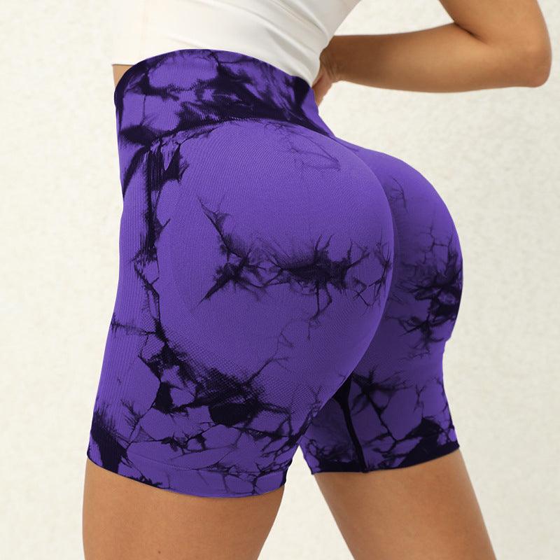 Tie-dye Printed Yoga Pants Summer Quick-drying Fitness Shorts Sexy High-waisted Hip-lifting Leggings Women Pants-THAT FASHION STORE