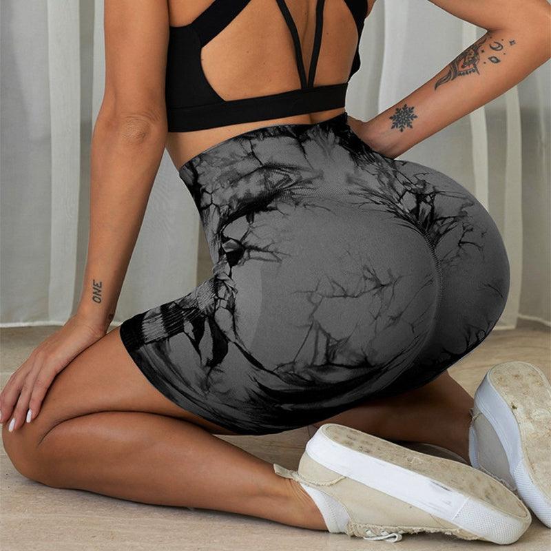 Tie-dye Printed Yoga Pants Summer Quick-drying Fitness Shorts Sexy High-waisted Hip-lifting Leggings Women Pants-THAT FASHION STORE