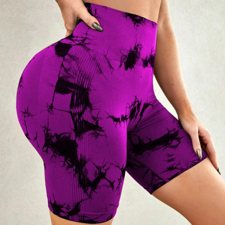 Tie-dye Printed Yoga Pants Summer Quick-drying Fitness Shorts Sexy High-waisted Hip-lifting Leggings Women Pants-THAT FASHION STORE