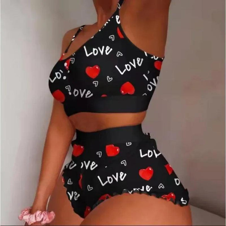 Underwear Set Women Sexy Soft Tank Crop Top Bra Set Cute Strawberry Print Bra Set Lace Seamless Bralette Pajamas Lingerie-THAT FASHION STORE