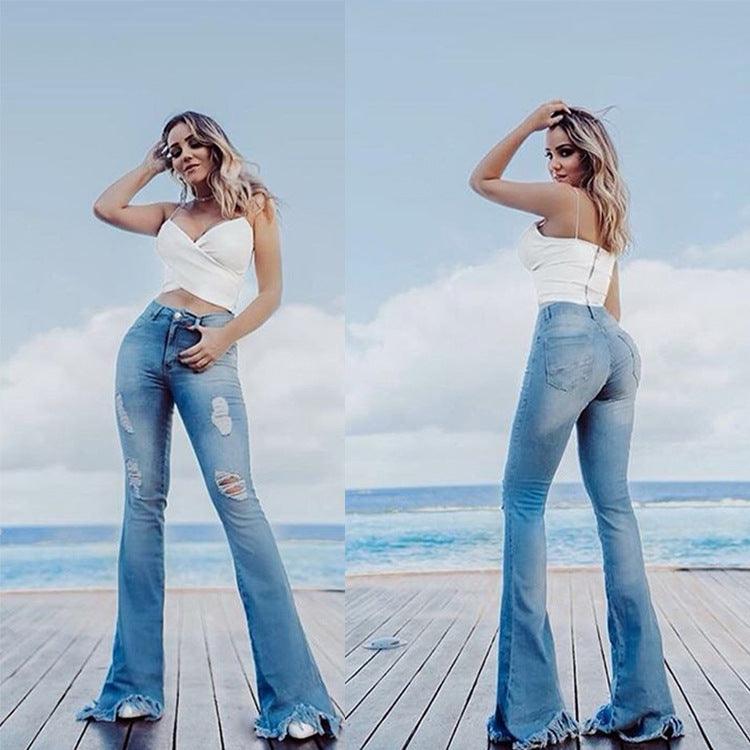 Wide-leg flared jeans-THAT FASHION STORE