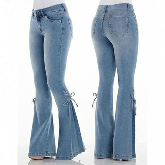 Wide-leg flared jeans-THAT FASHION STORE