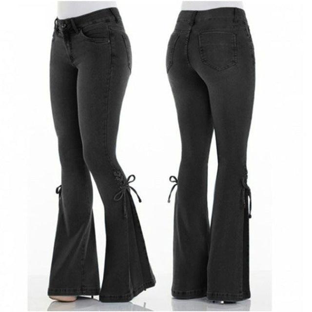 Wide-leg flared jeans-THAT FASHION STORE