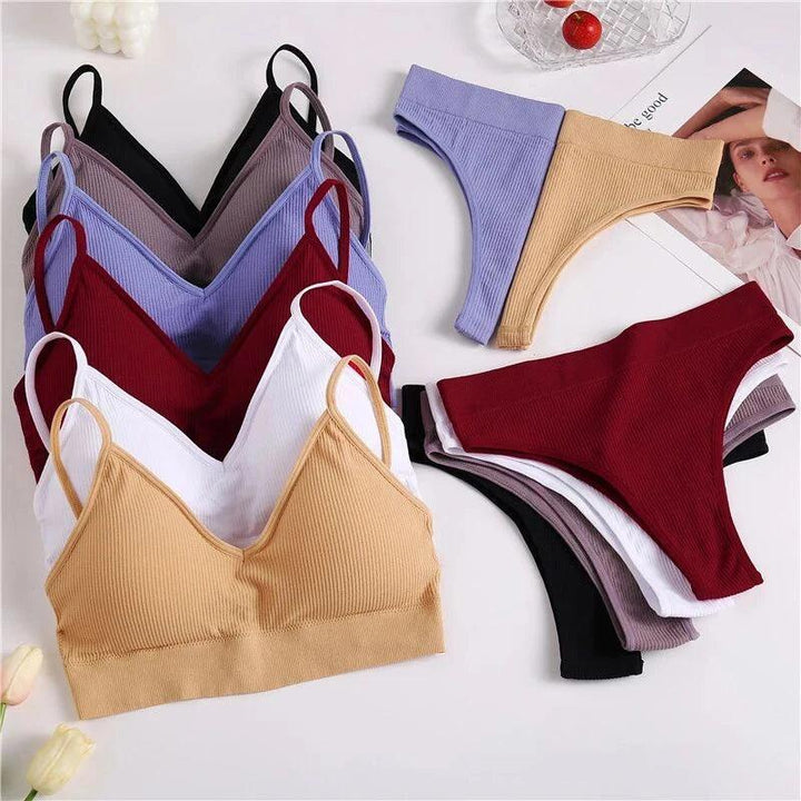 Women Bras Panties Set Seamless U-Back Bras Female Sexy Brazilian Pants Underwear Suit Removable Pad Push Up Bralette Lingerie-THAT FASHION STORE