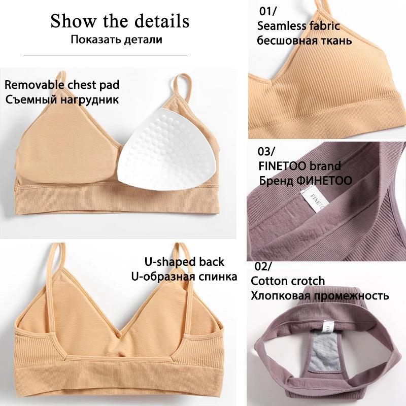 Women Bras Panties Set Seamless U-Back Bras Female Sexy Brazilian Pants Underwear Suit Removable Pad Push Up Bralette Lingerie-THAT FASHION STORE