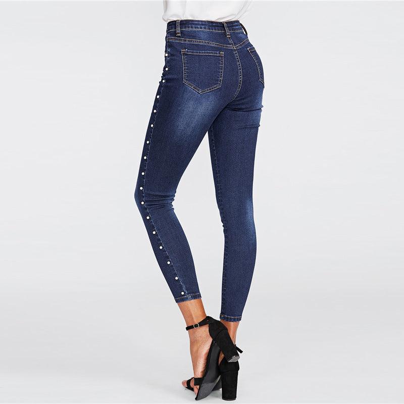 Women's beaded skinny jeans-THAT FASHION STORE