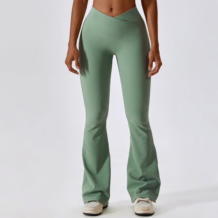 Women's Cross High Waist Yoga Sports Bell-bottom Pants-THAT FASHION STORE