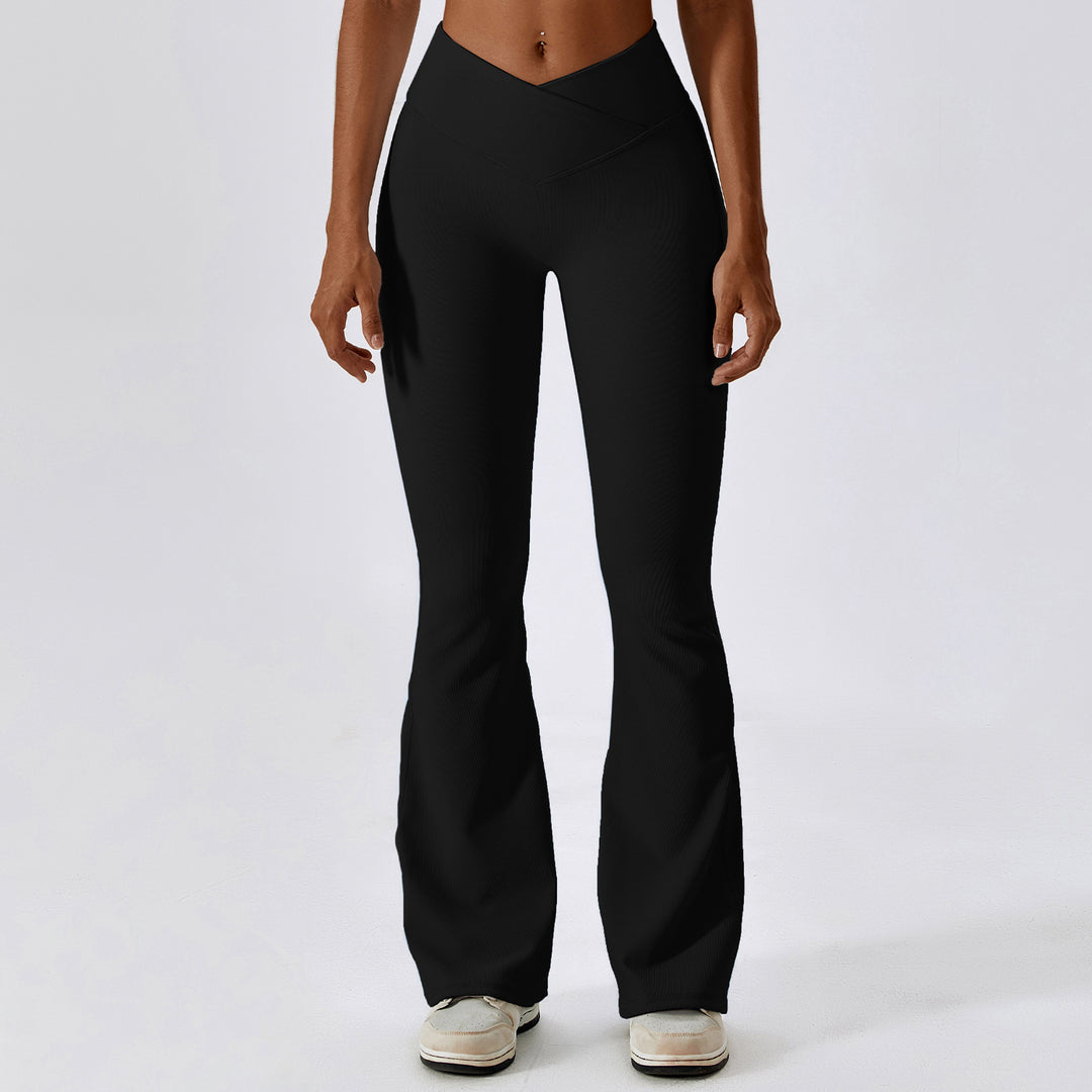 Women's Cross High Waist Yoga Sports Bell-bottom Pants-THAT FASHION STORE