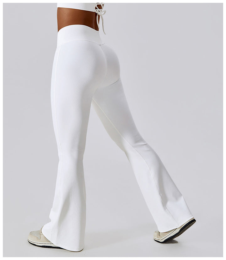 Women's Cross High Waist Yoga Sports Bell-bottom Pants-THAT FASHION STORE