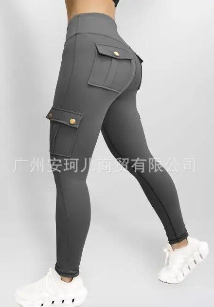 Women's Pants 2023 New All Season Pocket Work Suit Fitness Pants High Elasticity Tight Yoga Pants Quick Drying Running Pants-THAT FASHION STORE