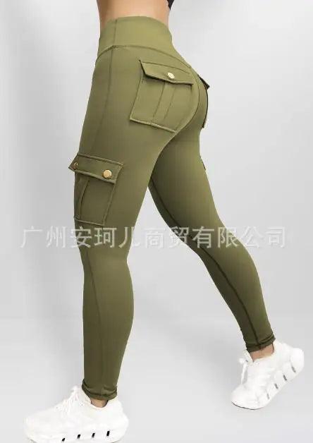 Women's Pants 2023 New All Season Pocket Work Suit Fitness Pants High Elasticity Tight Yoga Pants Quick Drying Running Pants-THAT FASHION STORE