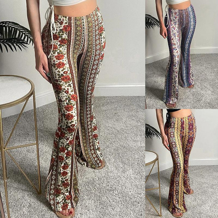 Women's Printed Slightly Flared Leggings-THAT FASHION STORE