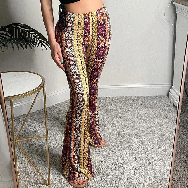 Women's Printed Slightly Flared Leggings-THAT FASHION STORE