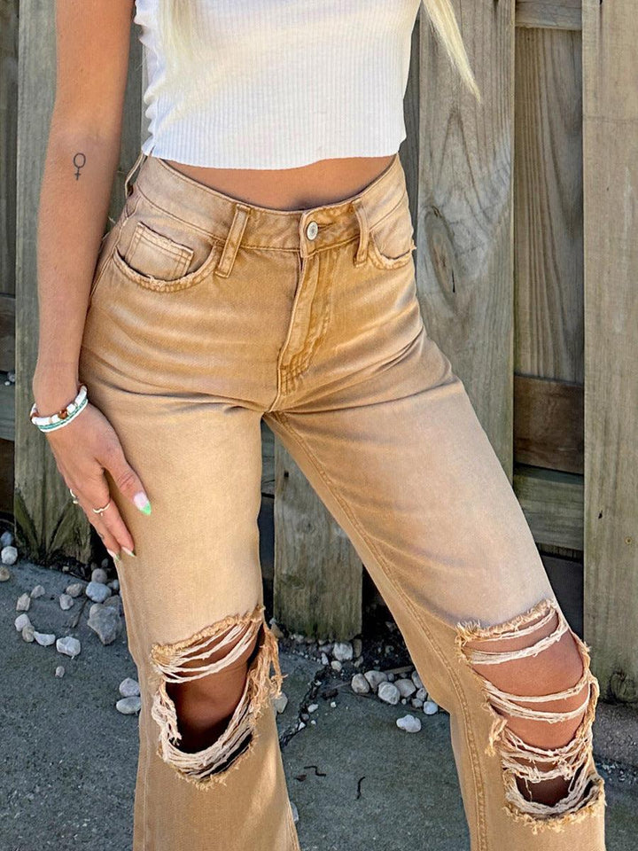 Women's Ripped Straight Loose Jeans-THAT FASHION STORE