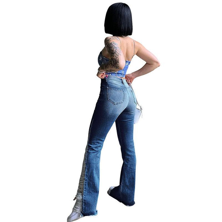 Women's Stretch Ripped Flared Jeans-THAT FASHION STORE