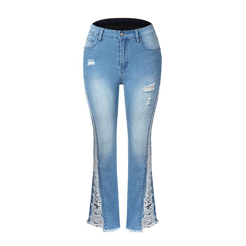 Women's Stretch Ripped Flared Jeans-THAT FASHION STORE