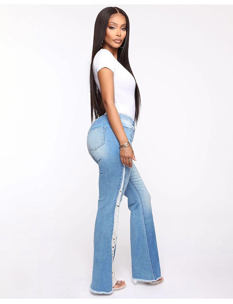 Women's Stretch Ripped Flared Jeans-THAT FASHION STORE