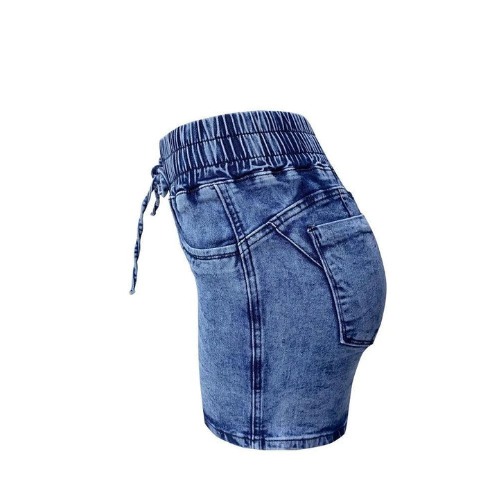 Women Summer Denim Shorts Ladies Elastic Waist Bandage Jeans Skinny Short Pants Feminina-THAT FASHION STORE