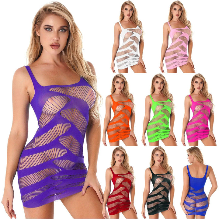 Y2k Hot Sexy Erotic Dress Women Hollow Out Beach Short Mini Skirt Summer Outfits See Through Party Club Evening Bodycon Dresses-THAT FASHION STORE