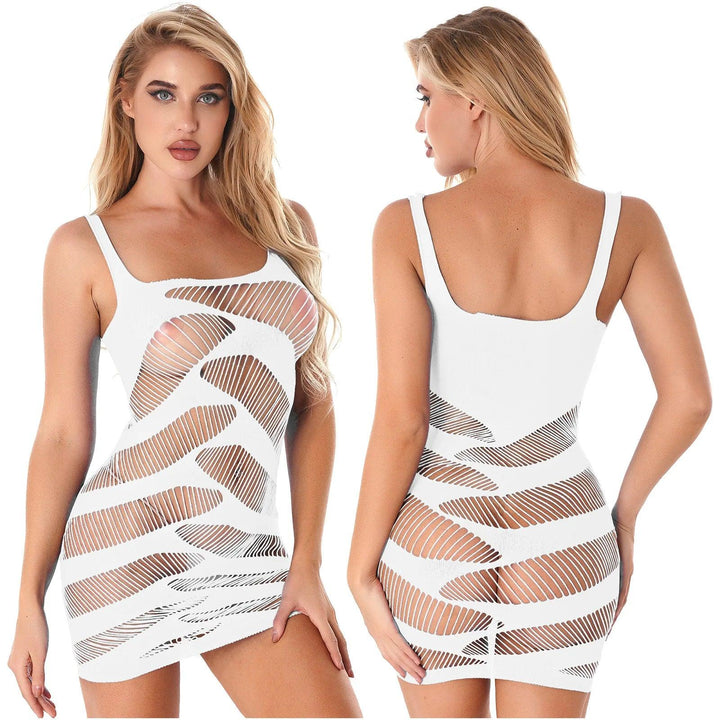 Y2k Hot Sexy Erotic Dress Women Hollow Out Beach Short Mini Skirt Summer Outfits See Through Party Club Evening Bodycon Dresses-THAT FASHION STORE