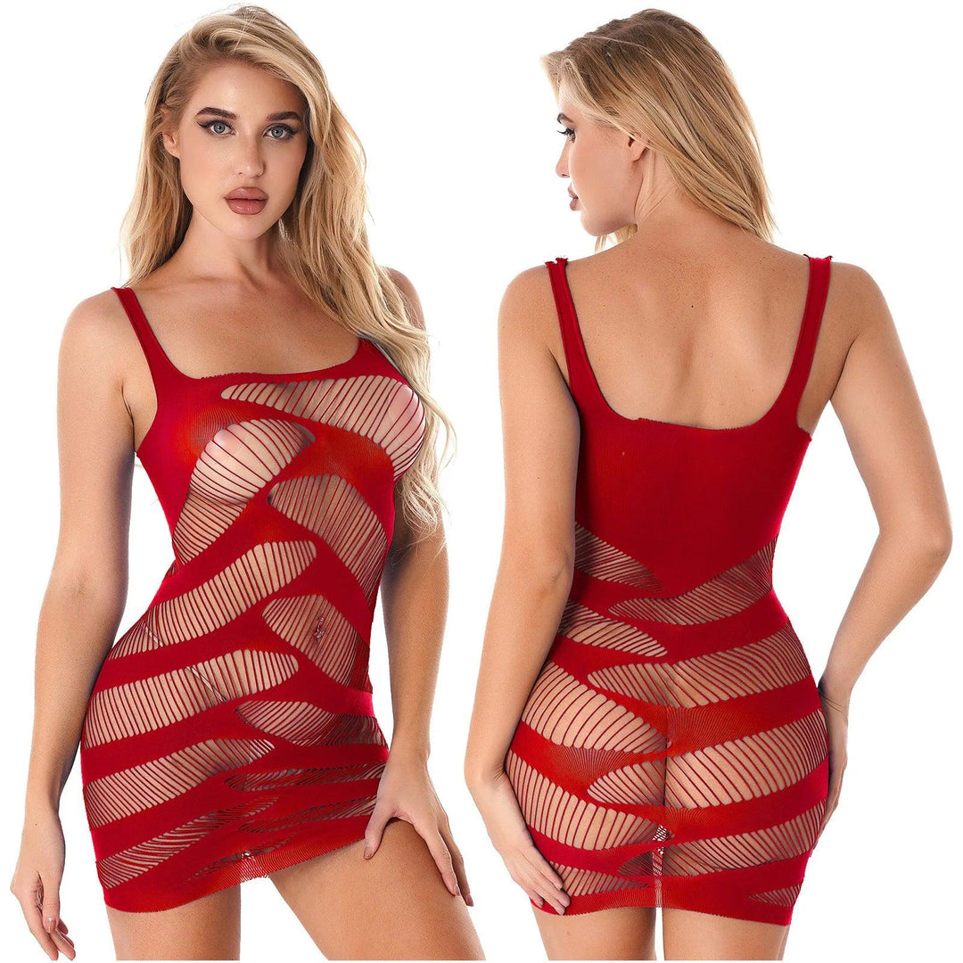 Y2k Hot Sexy Erotic Dress Women Hollow Out Beach Short Mini Skirt Summer Outfits See Through Party Club Evening Bodycon Dresses-THAT FASHION STORE