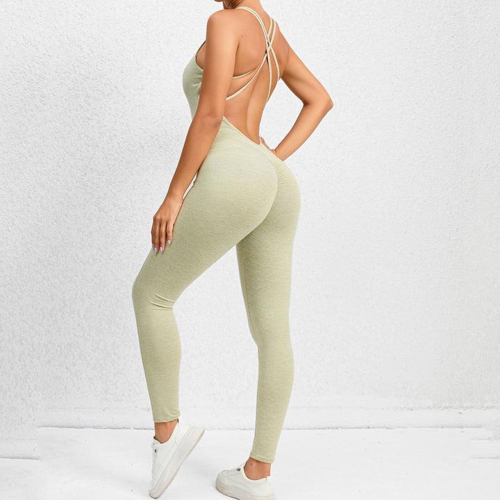 Yoga Jumpsuit With Cross-strap Back Design Quick-drying Tight-fitting Running Sports Fitness Pants Fashion Seamless Leggings For Womens Clothing-THAT FASHION STORE