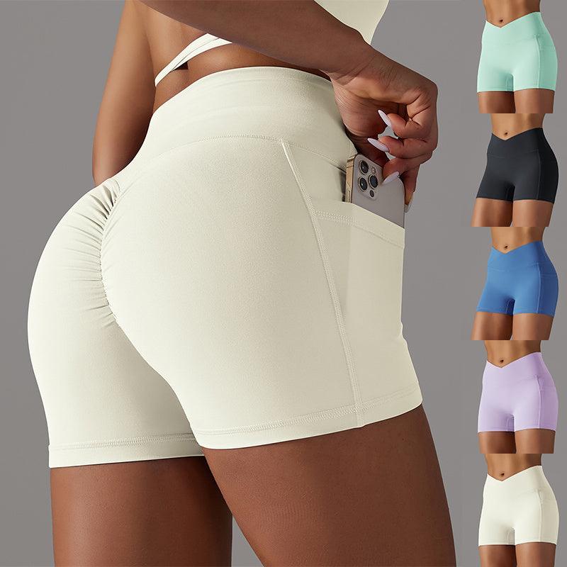 Yoga Shorts With Phone Pocket Design Fitness Sports Pants For Women Clothing-THAT FASHION STORE