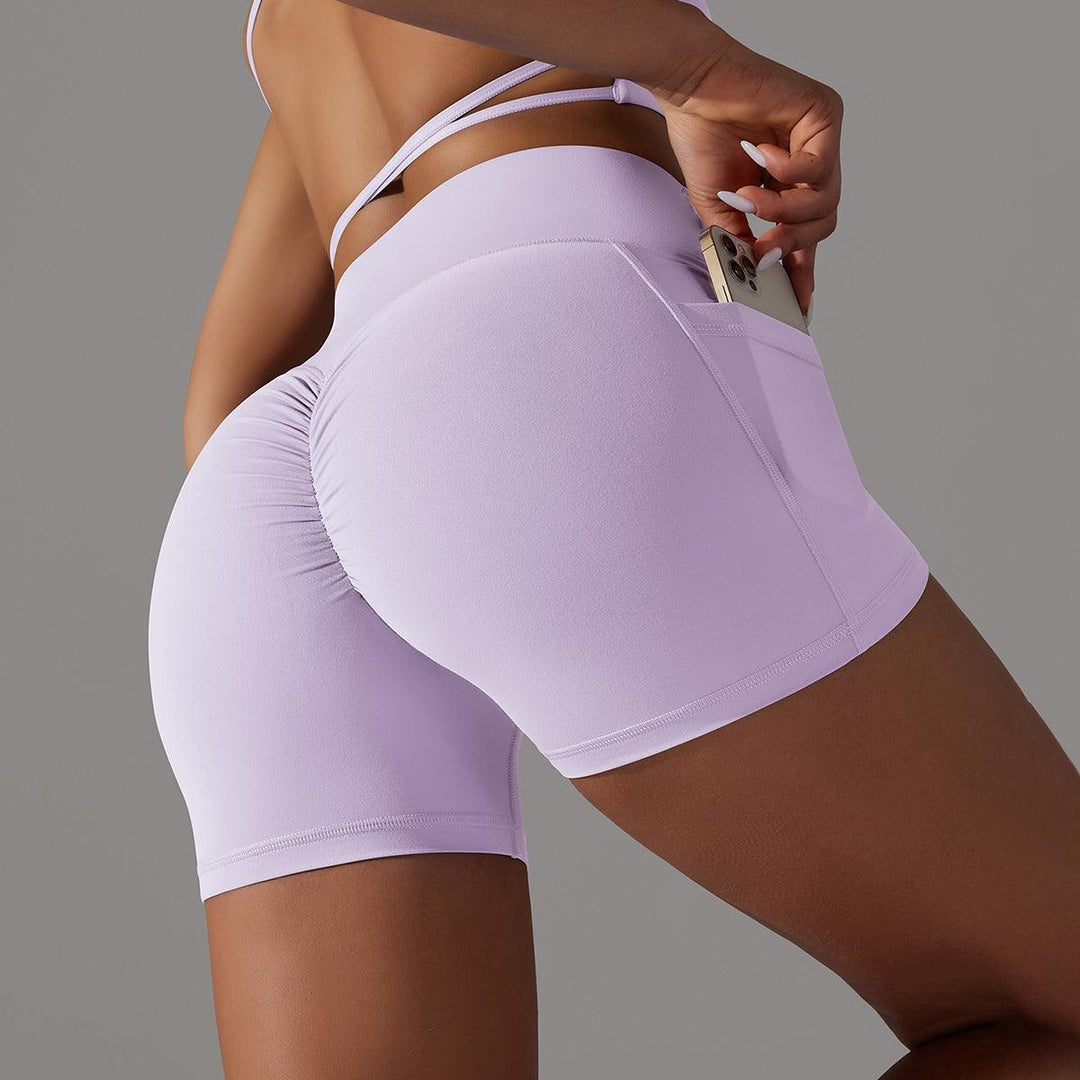 Yoga Shorts With Phone Pocket Design Fitness Sports Pants For Women Clothing-THAT FASHION STORE